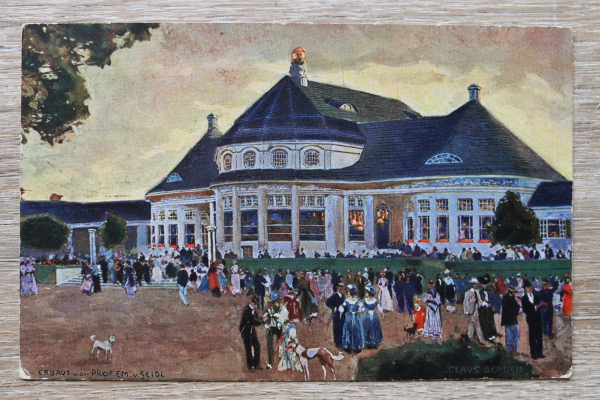 AK München / 1908 / Ausstellung / Künstler Karte Claus Bergen / Gebäude erbaut von Prof EM v Seidl